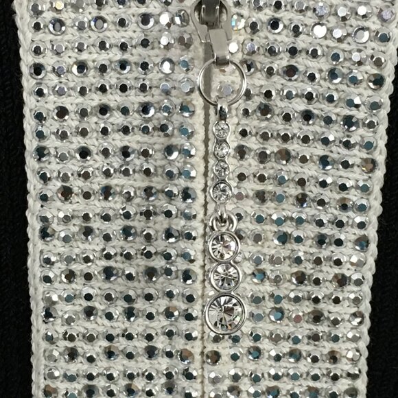 BEAUTIFUL St John evening knit black white rhinestones embellished skirt suit 8 - Picture 8 of 11